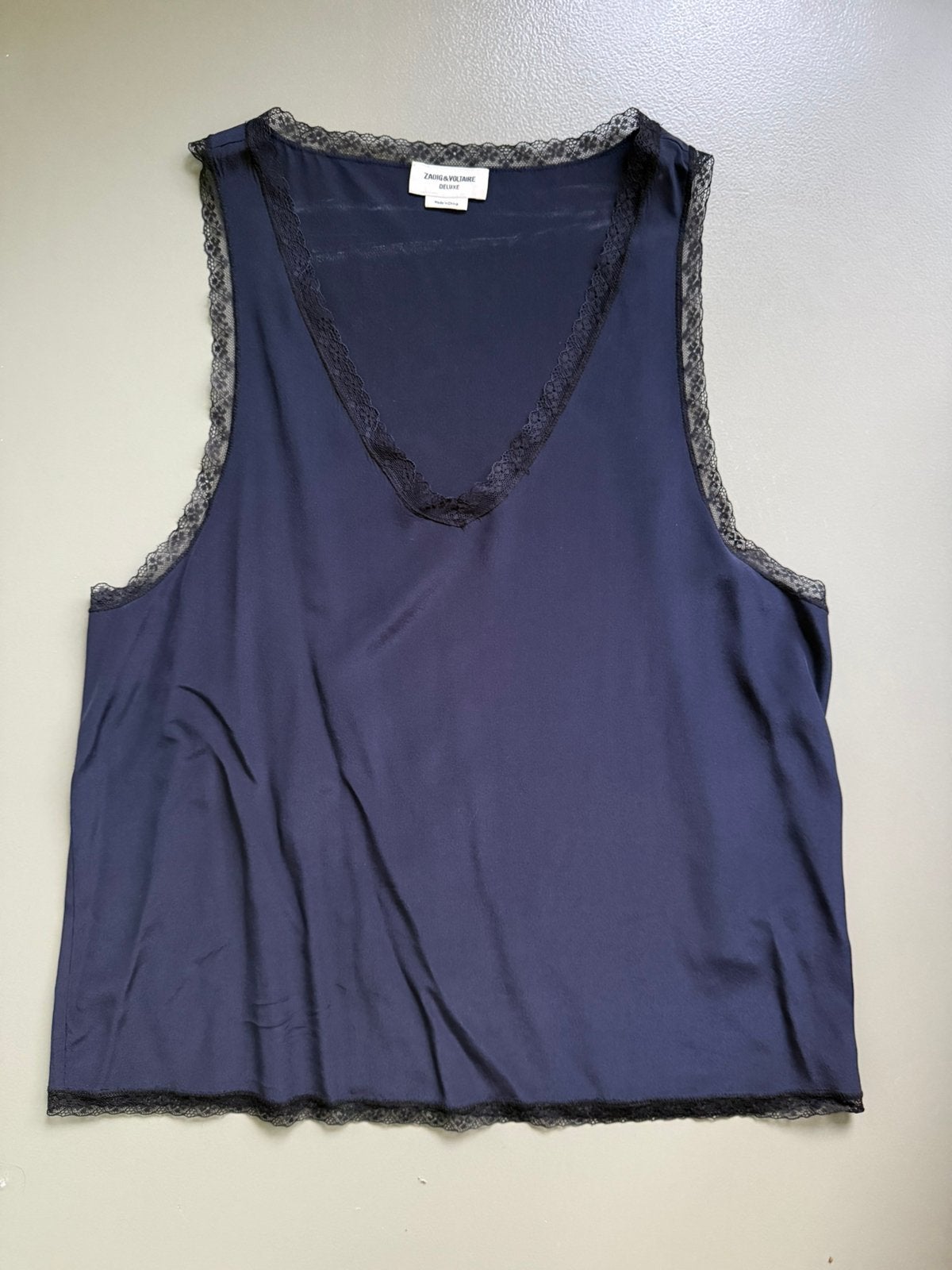 ZGAN donkerblauwe mat zijde blouse Zadig & Voltaire Deluxe, Envoi, Comme neuf, Taille 36 (S), Bleu