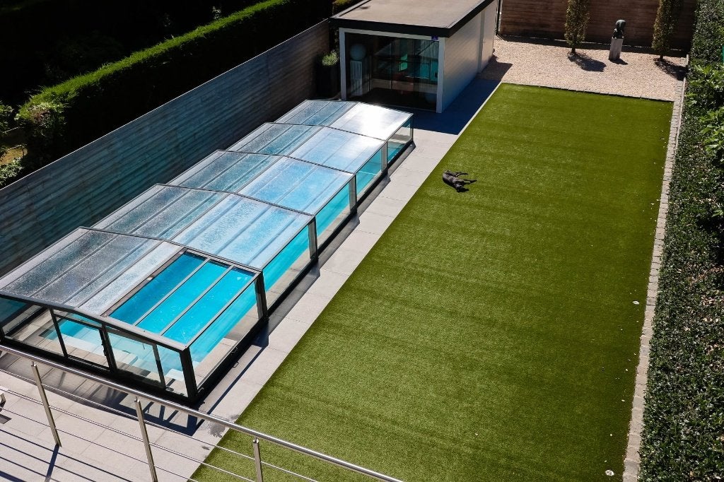 Zwembadoverkapping, Jardin & Terrasse, Piscines, Piscine intégrée, 300 cm ou plus, Comme neuf, Enlèvement