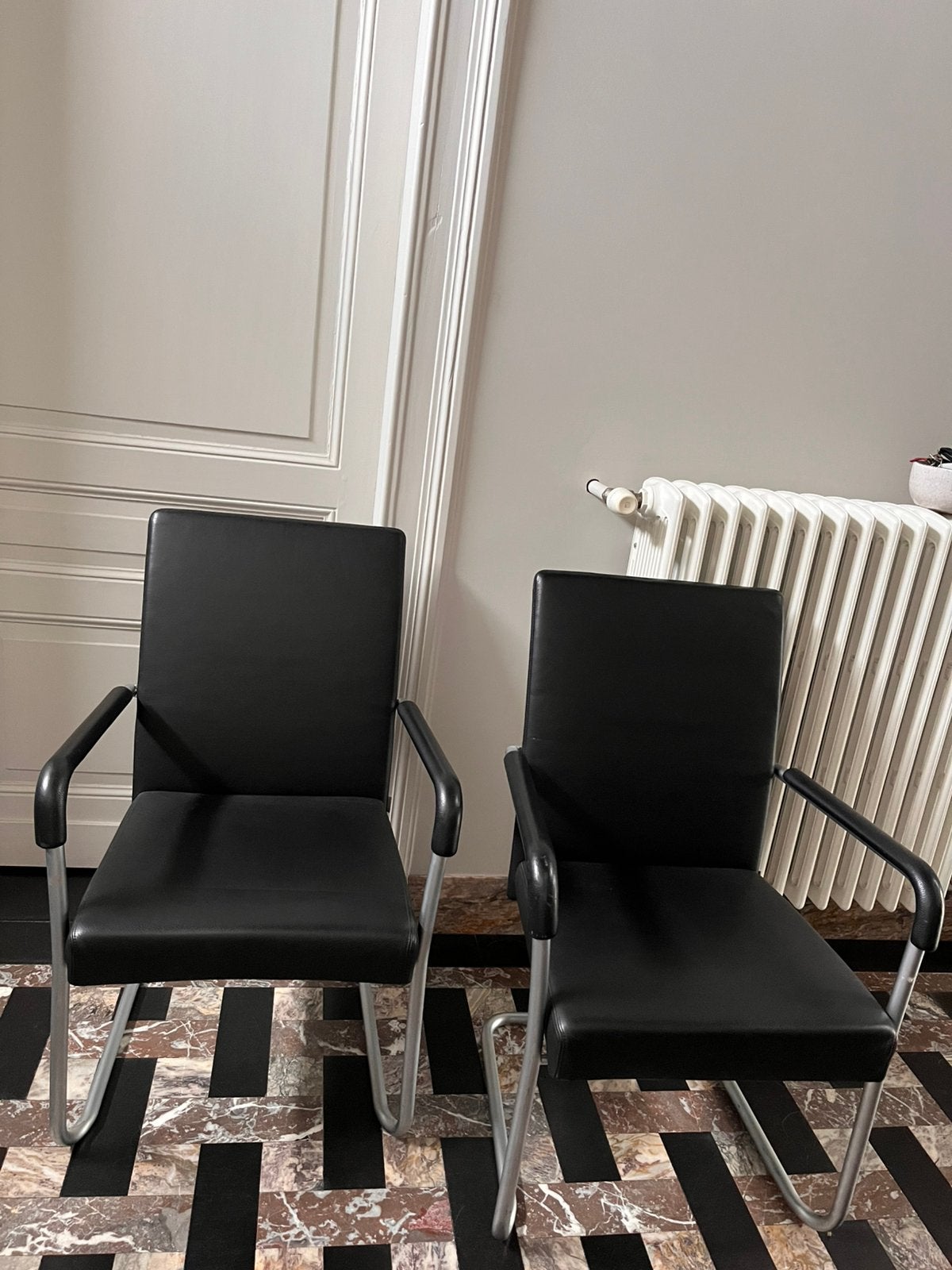 Lot de 2 chaises Walter Knoll, Maison & Meubles, Enlèvement, Comme neuf, Noir, Cuir