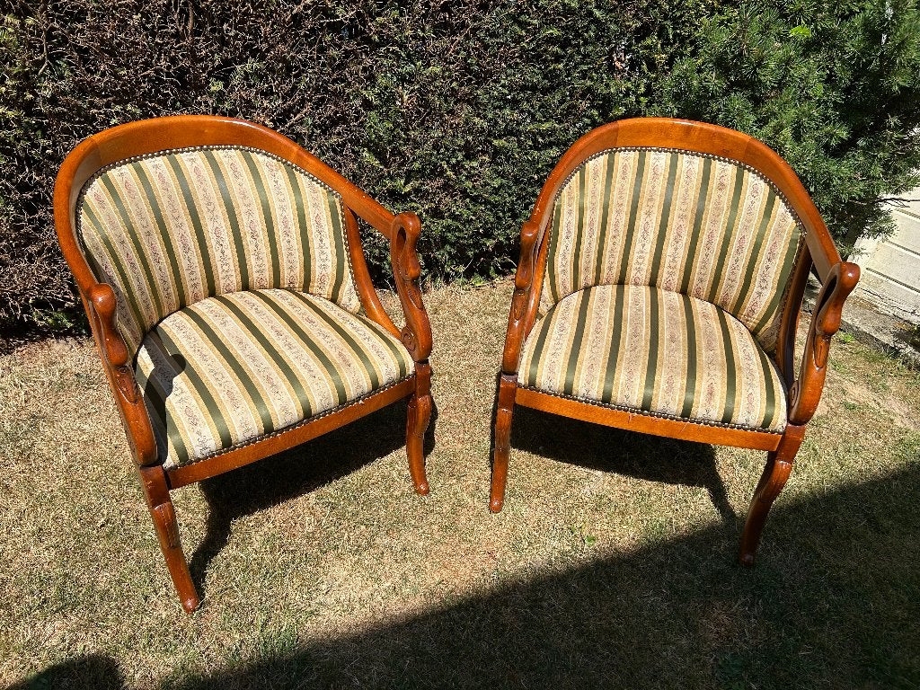 Fauteuils et banquette 2 places - Cols de Cygne style Empire, Enlèvement, Utilisé, Bois