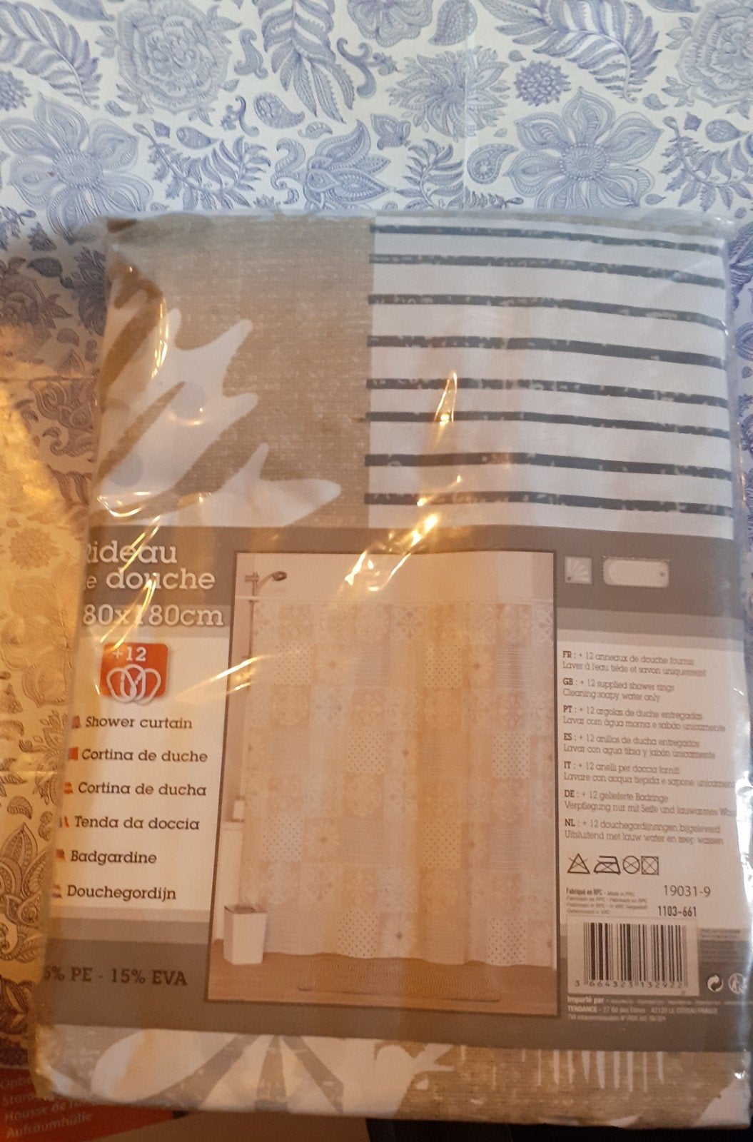 rideau de douche neuf de 180x180 cm en pvc avec 12 anneaux, Enlèvement ou Envoi, Neuf, Autres couleurs, Autres types