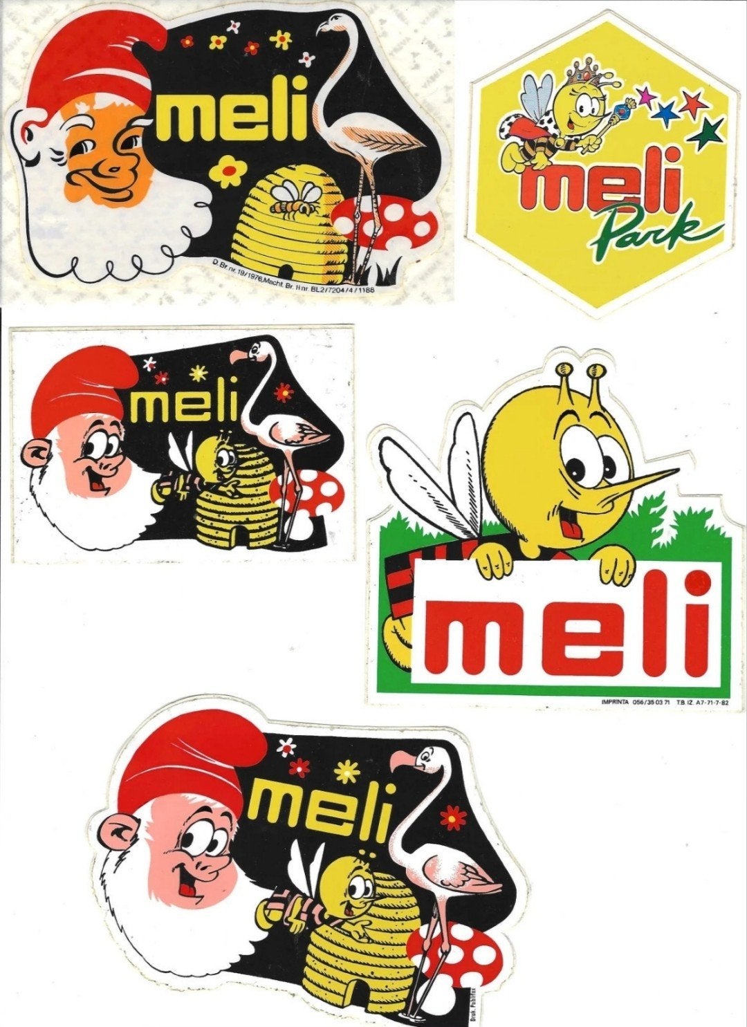 Set van 5 stickers Meli park adinkerke., Ophalen of Verzenden