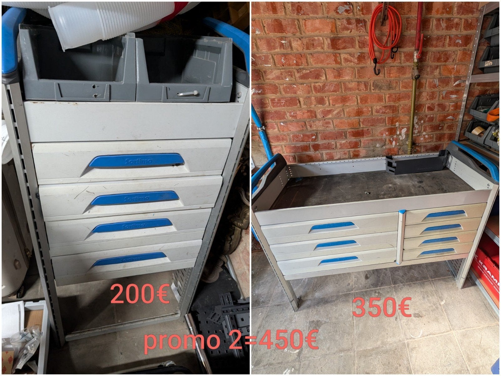 Sortimo etagere inrichting + werkbank, table pour etau, Bricolage & Construction, Enlèvement, Comme neuf
