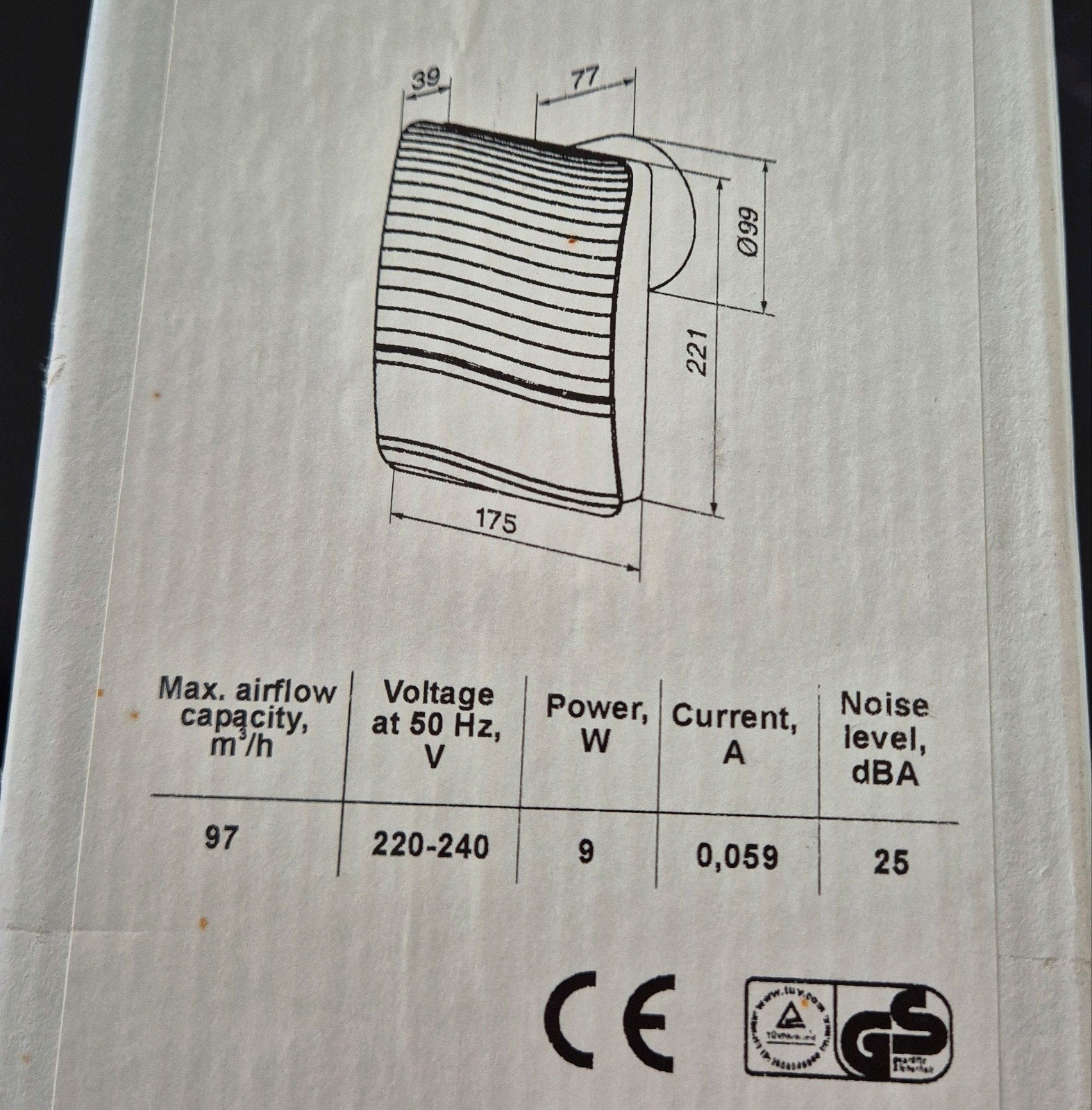 SIKU Wand- en plafondventilator 240 V 97 m³/h 100 (NIEUW), Ophalen of Verzenden, Nieuw