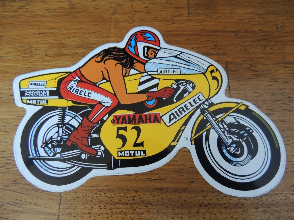 YAMAHA MOTO SEXY NUDE PIN UP RETRO STICKER, Envoi, Comme neuf