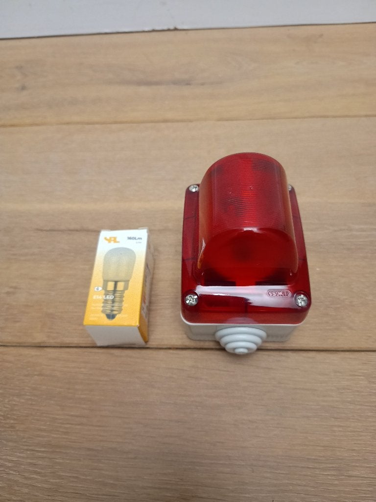 Lampe d'indication/alarme rouge + LED E14 2W - Gewiss, Neuf, Autres marques, E14 (petit), Blanc froid