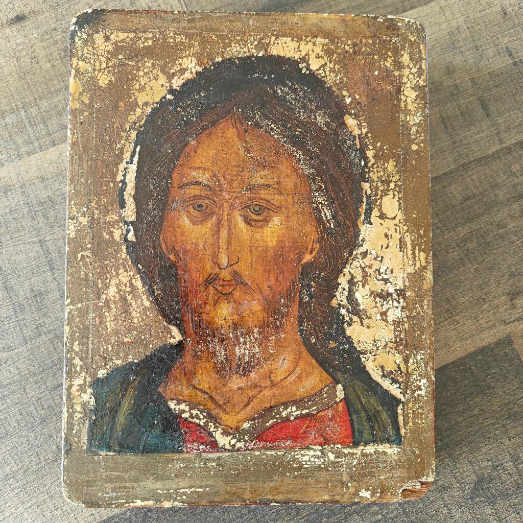 Houten icoon Christus 25cm, Antiek en Kunst, Ophalen
