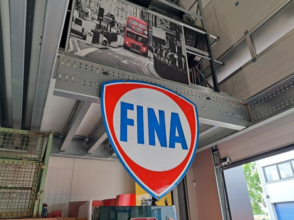 Emaille reclame Fina dubbelzijdig jaren 50 Vitracier Neuhaus, Enlèvement, Utilisé, Panneau publicitaire