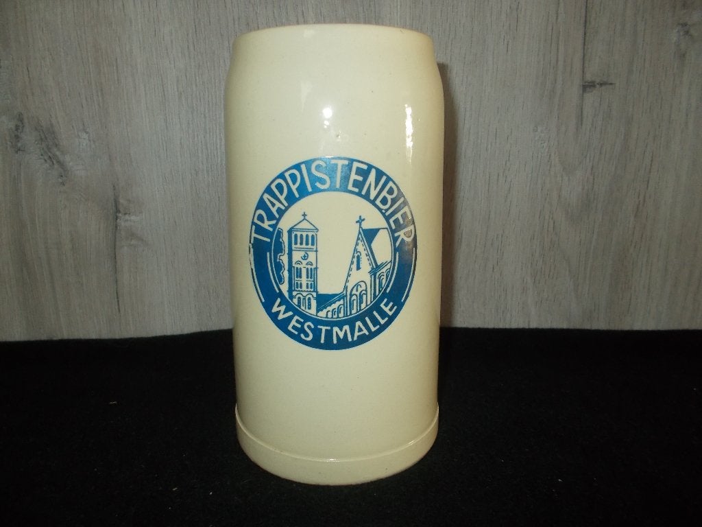 WESTMALLE Trappistenbier - beige bierpot 1Liter - 11, Verzamelen, Ophalen, Gebruikt, Pul(len), Overige merken