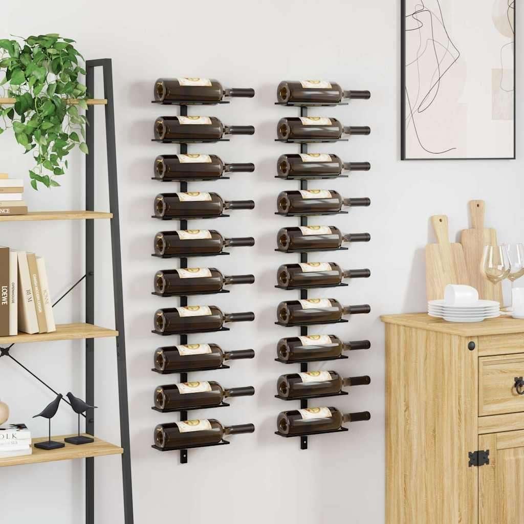 Casier à vin mural pour 20 bouteilles, 2 pièces, métal noir, Enlèvement, Neuf, Métal