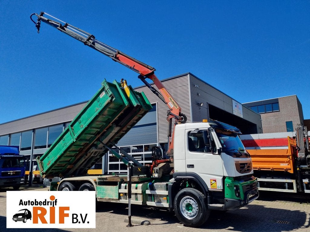 Volvo FMX 460 Containersystem 26T/ Palfinger Krane 18TM/ Rem, Auto's, Automaat, Euro 5, Achterwielaandrijving, Wit