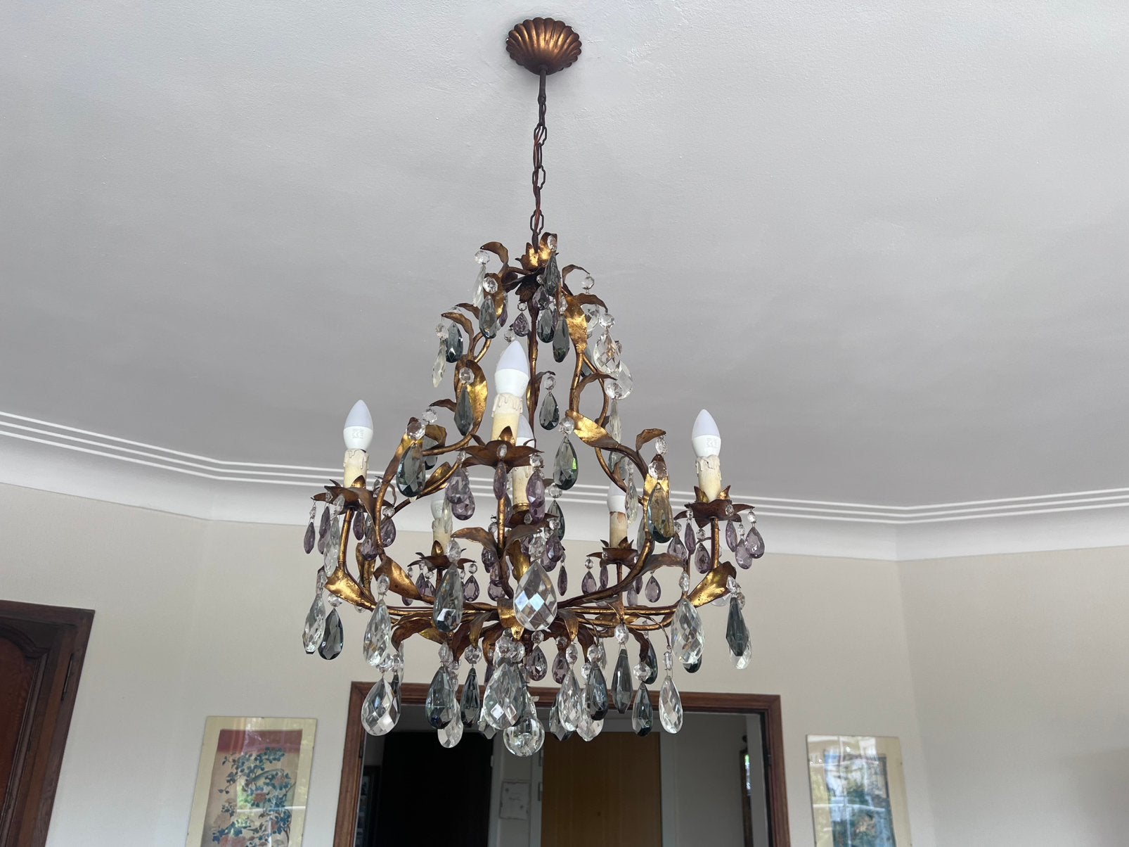 Grand lustre florentin italien, Enlèvement, Comme neuf, Métal