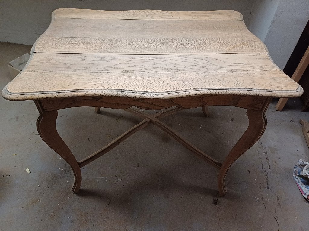 Eiken bijzettafel, Oude Boerenstijl, Enlèvement, Utilisé, 75 cm ou plus