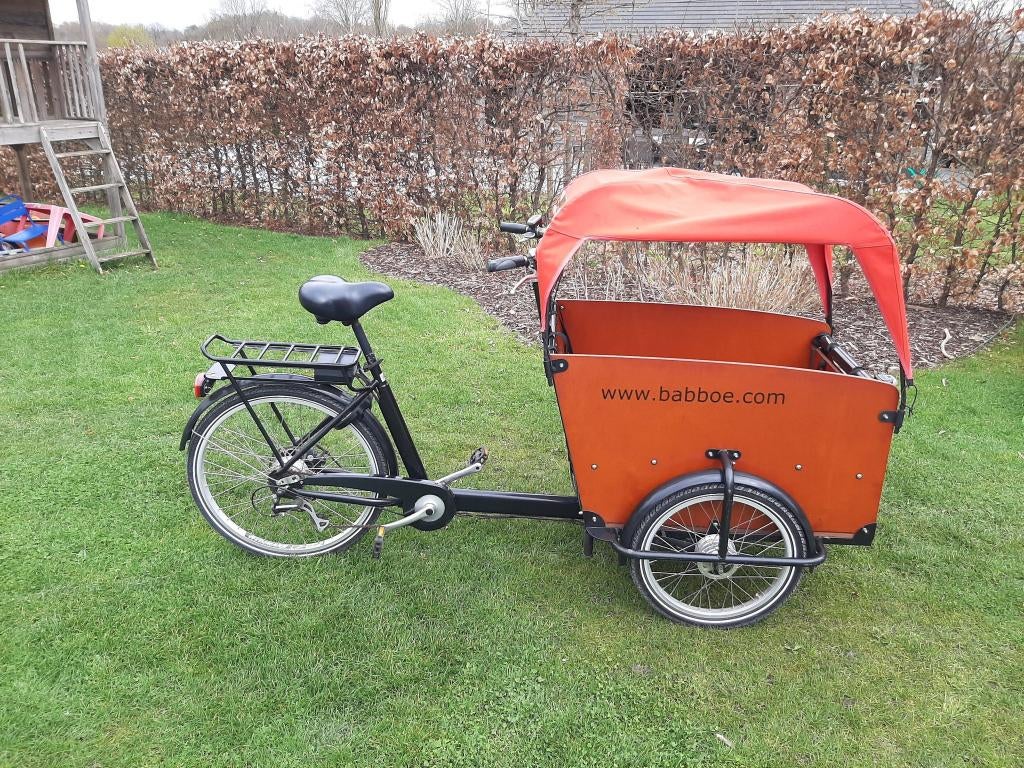Elektrische bakfiets Babboe Big, Fietsen en Brommers, 4 kinderen of meer, Huif, Zo goed als nieuw, Ophalen