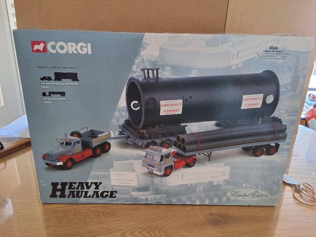 doos met twee vrachtwagens corgi schaal 1:50, Ophalen of Verzenden, Zo goed als nieuw, Bus of Vrachtwagen, Corgi