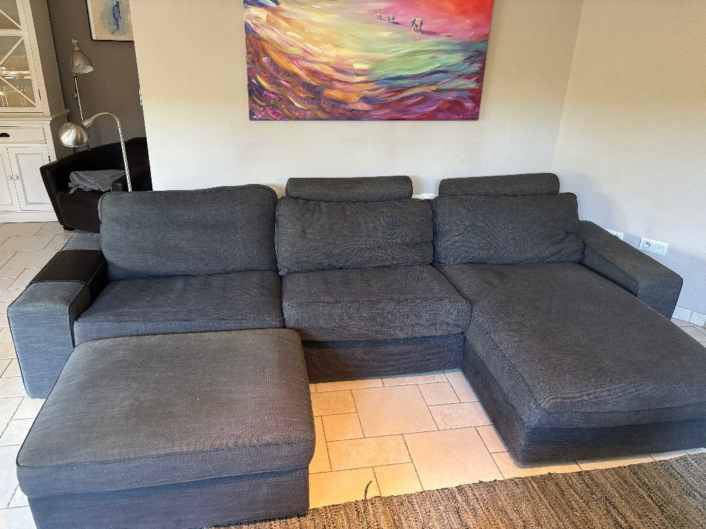 Grijze hoekzetel 4/5 zit, Ophalen, Gebruikt, Stof