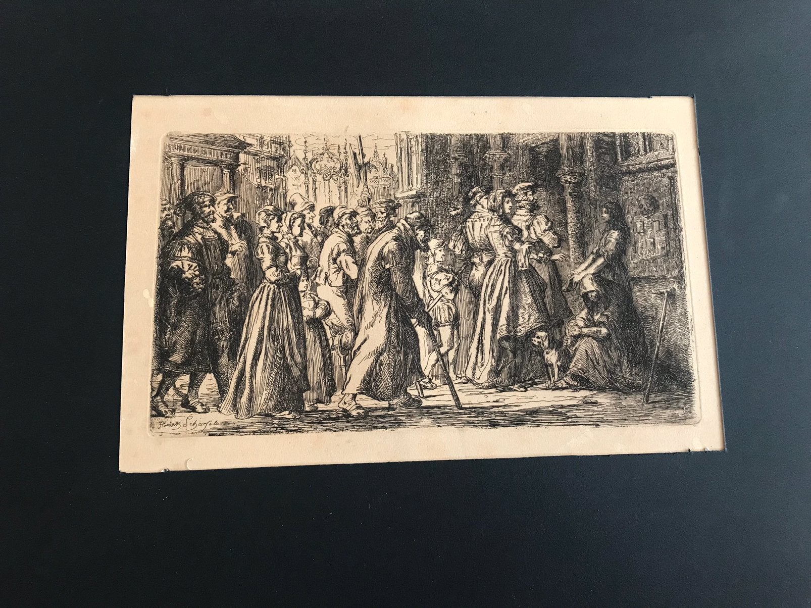 Hendrik Frans Schaefels (1927-1904) ets, Antiek en Kunst, Kunst | Etsen en Gravures, Ophalen of Verzenden, Ets, Gesigneerd