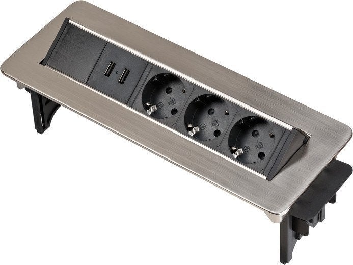Inbouw bureau TCD 3V + 2x USB + 2 meter 3x1.5mm², Verzenden