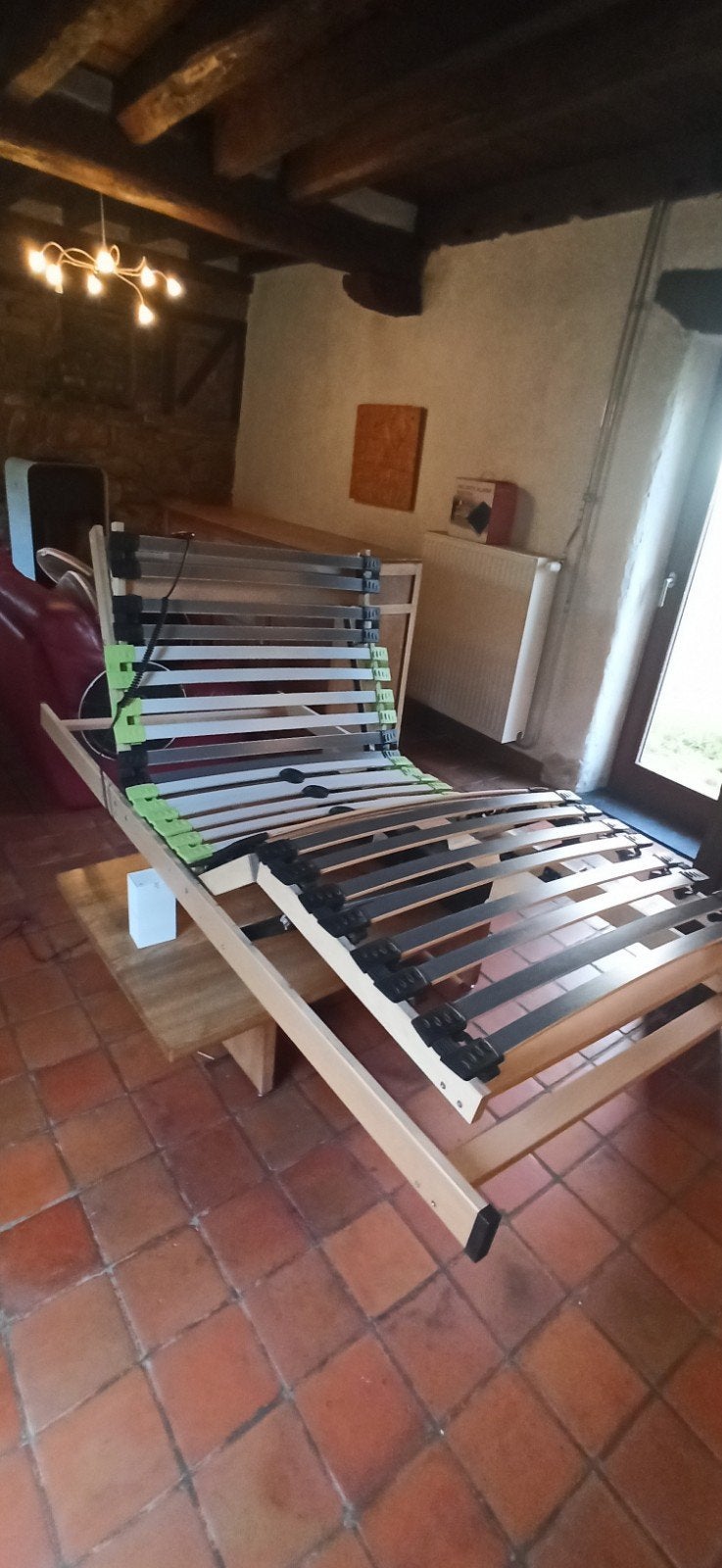 Gemotoriseerde boxspring (kop en poten) 90x120, Ophalen, Bedbodem