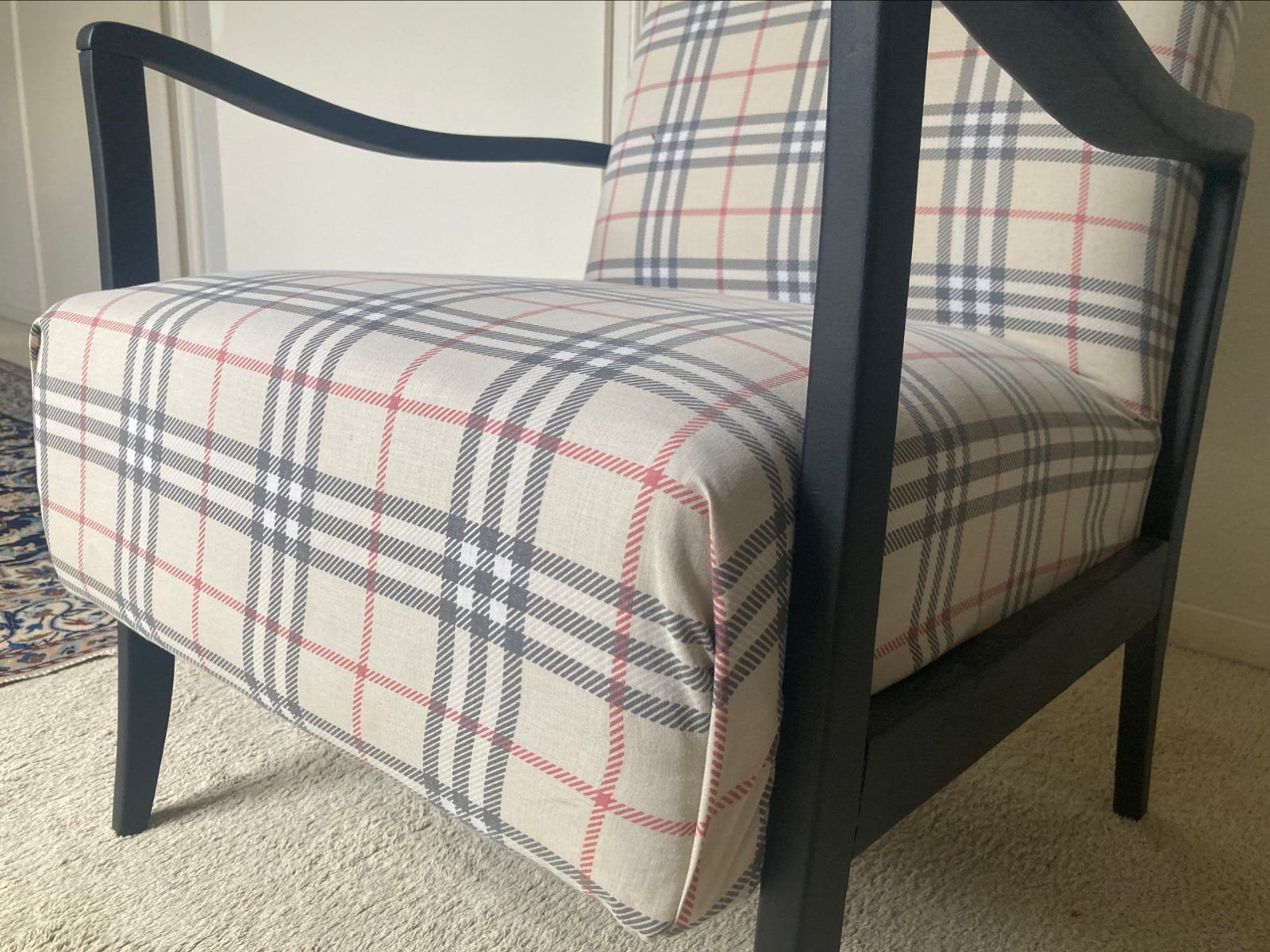 Eenzit met Burberry-achtige print, vintage, Vintage, Bois, Enlèvement, Utilisé