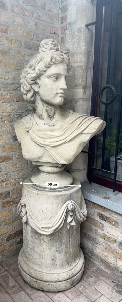 Exclusief klassiek borstbeeld op sierzuil, Ophalen, Gebruikt, Beton, Mensenbeeld
