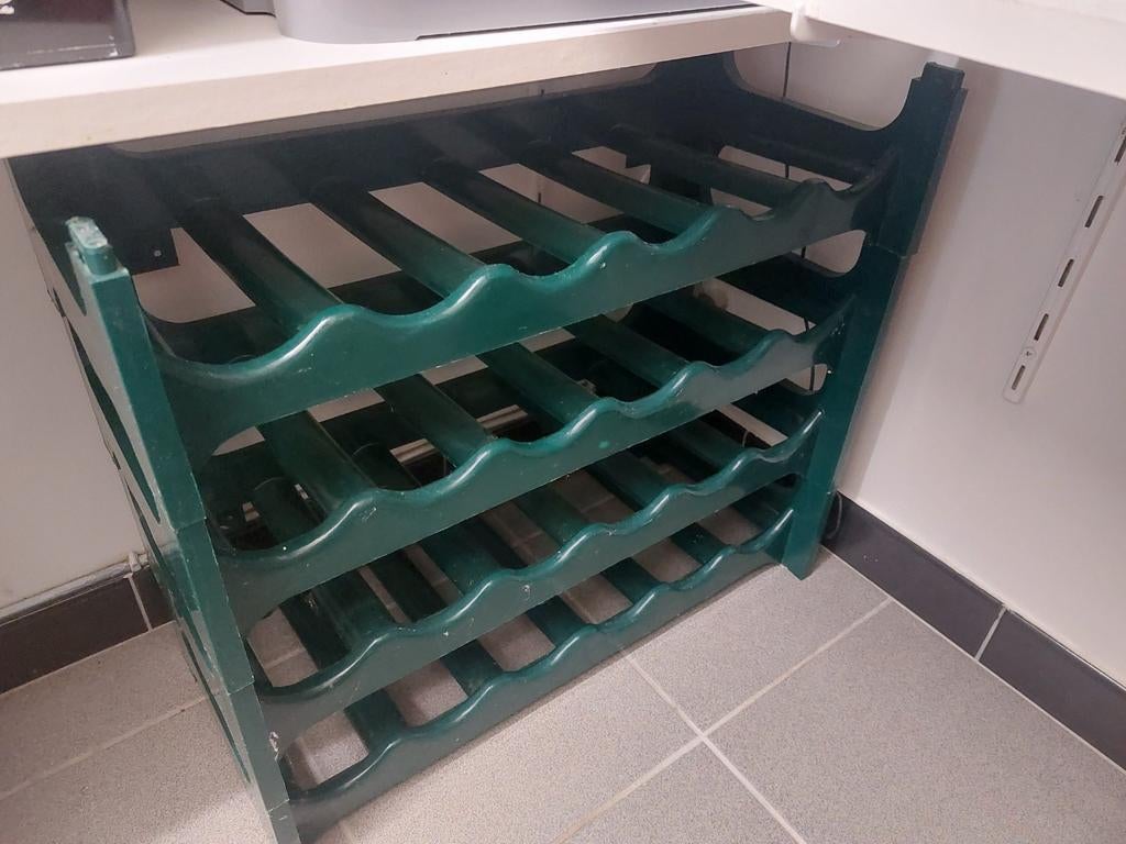 Wijnrek  groen stapelbaar voor 6 flessen , 4 stuks, Ophalen