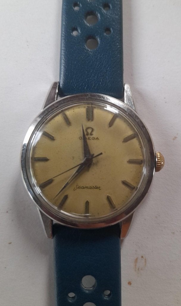 Montre Omega Seamaster, Enlèvement ou Envoi, Cuir, Acier, Utilisé