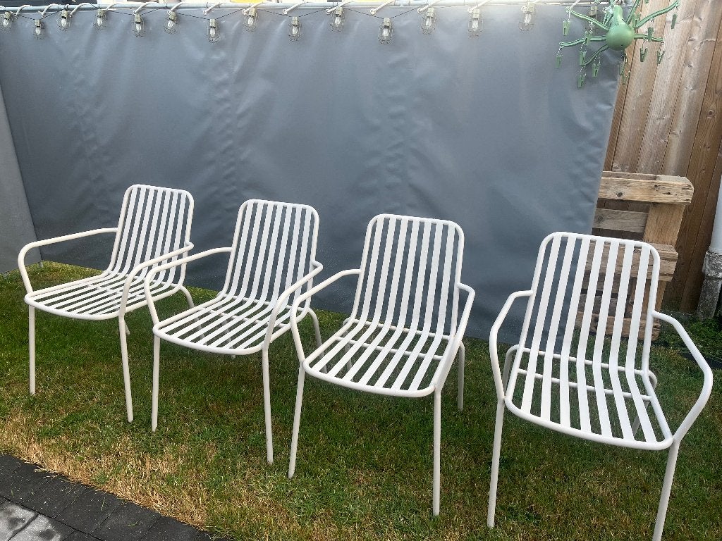 Tuinstoelen 4 stuks, Tuin en Terras, Tuinstoelen, Ophalen, Gebruikt, Aluminium, Stapelbaar