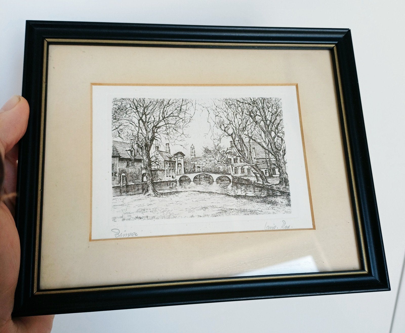 Kleine ets minnewater Brugge, Antiek en Kunst, Ophalen of Verzenden, Ets