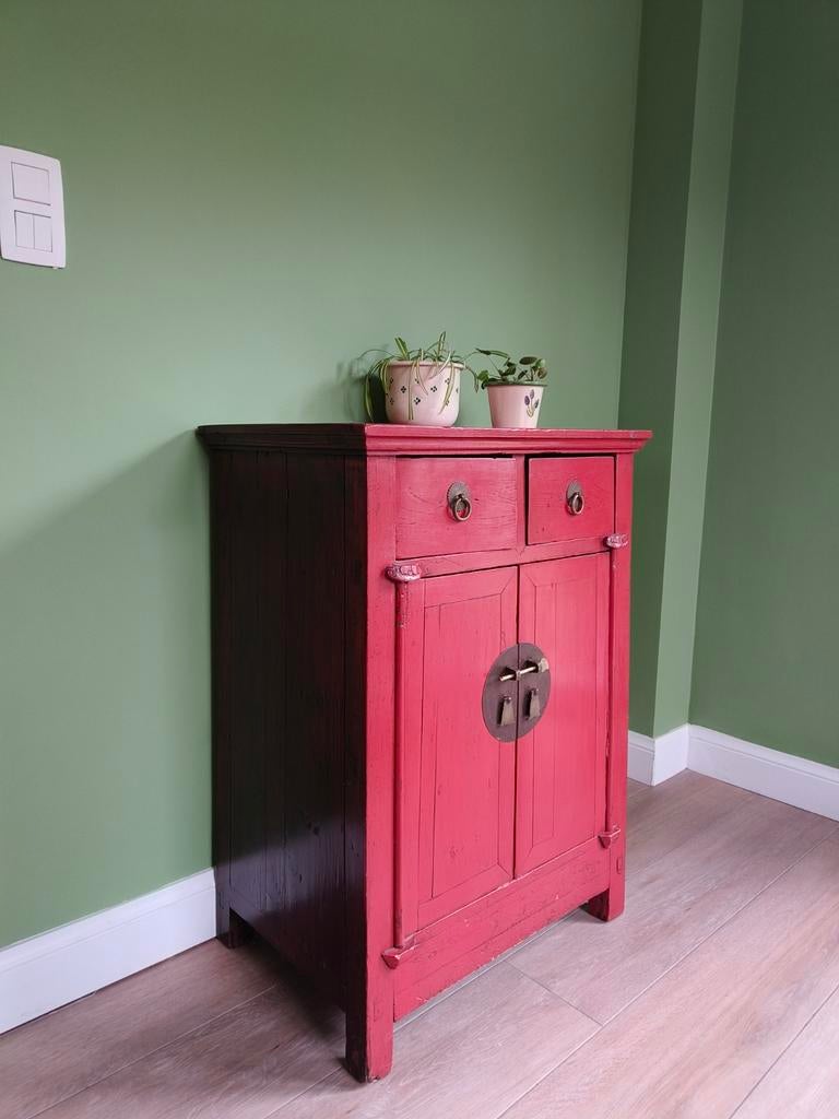 Stevig massief houten kastje, Oosterse stijl, Ophalen, Gebruikt, 50 tot 100 cm, Oosters