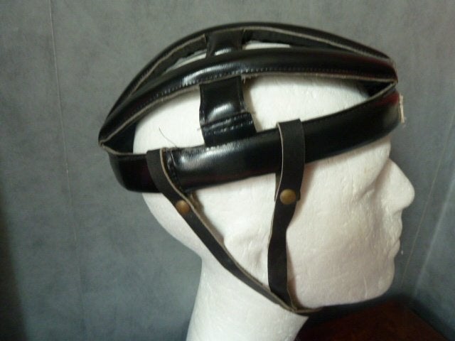 Mooie vintage leren worstenhelm, in goede staat, wielrennen., Ophalen of Verzenden, Zo goed als nieuw, Helm
