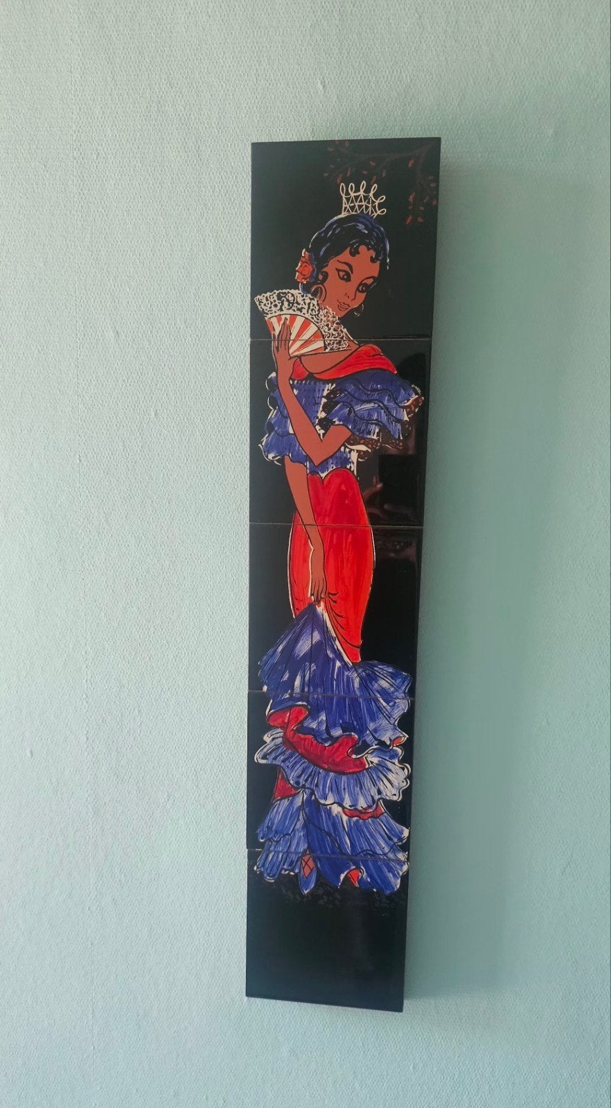 Panneau mural céramique vintage Danseuse Flamenco années 70, Enlèvement