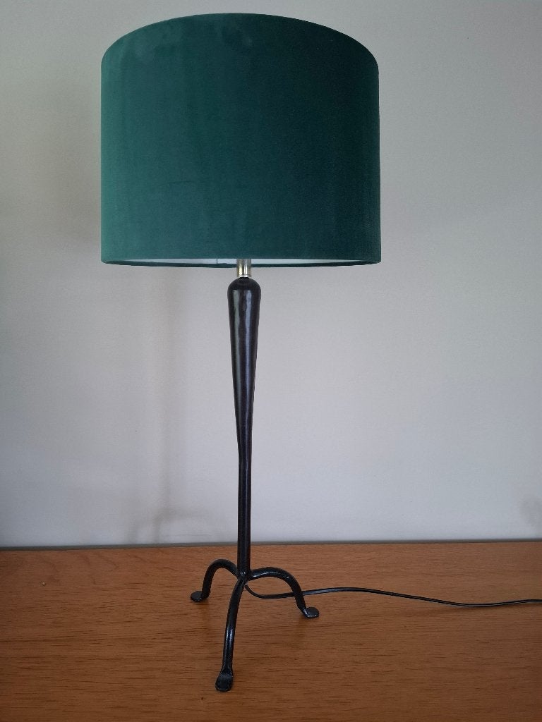 Tafellamp met groene fluwelen kap, Vert, Comme neuf, Enlèvement, E27 (grand)