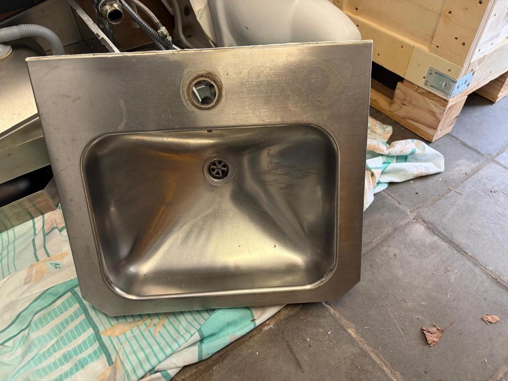 Wastafel enkel, Doe-het-zelf en Bouw, Ophalen, Gebruikt, Inox, Wastafel