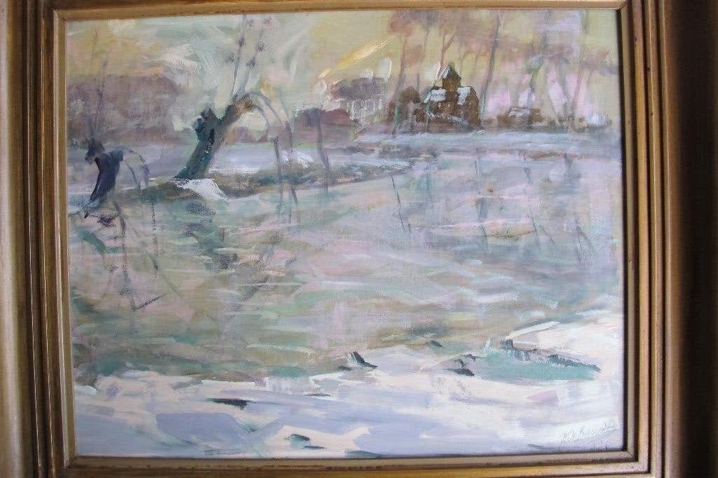 Leie winterlandschap, Ophalen, 40 cm, 50 cm, Overige technieken