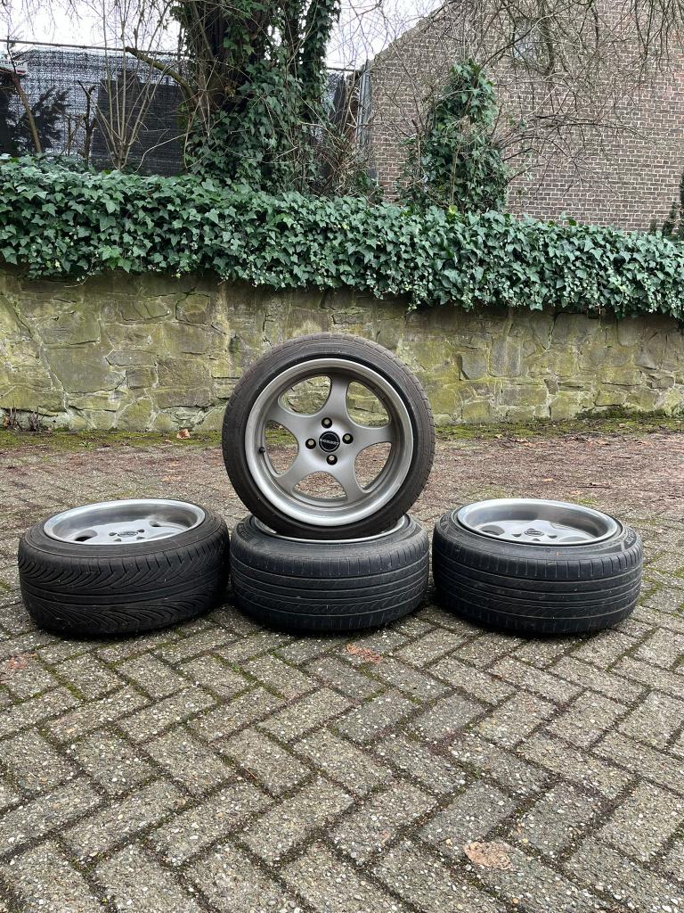 16inch 4x100 9J Borbet Velgen met banden, Auto-onderdelen, Banden en Velgen, Ophalen, Gebruikt, 16 inch, Banden en Velgen
