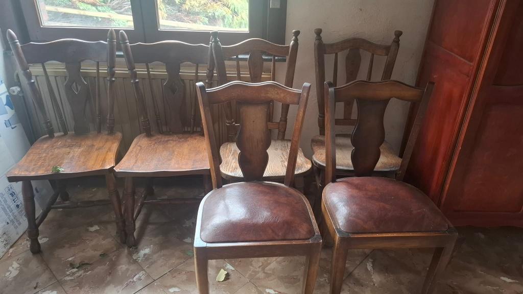 Retro stoelen in vol hout enkele frivole modellen, Huis en Inrichting, Ophalen, Hout