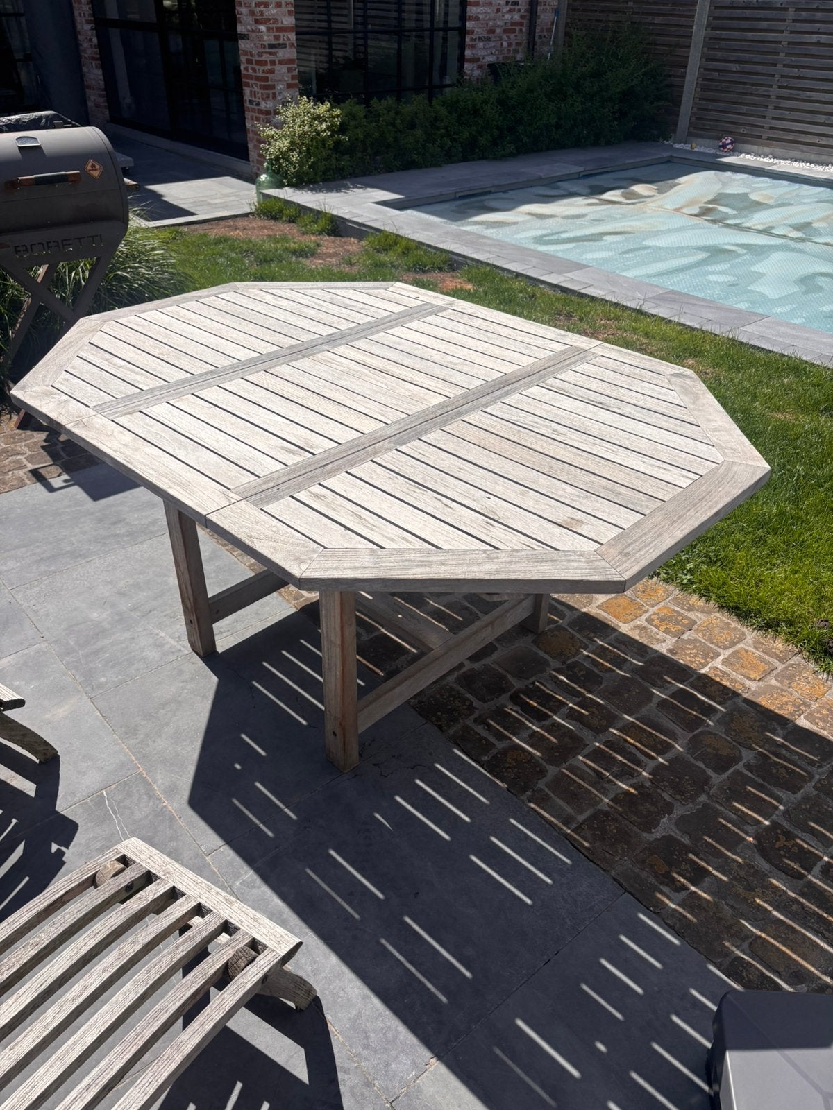 Teak tafel, Tuin en Terras, Tuintafels, Ophalen, Gebruikt, Ovaal, Teakhout