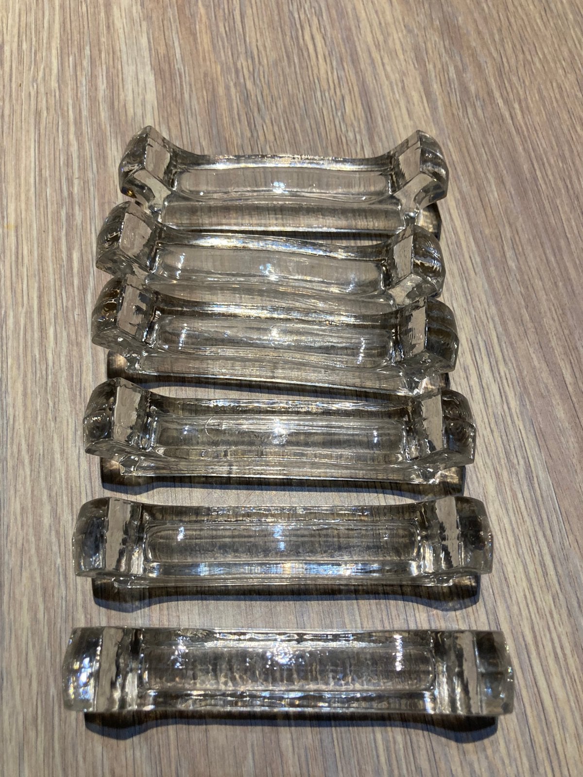 vintage glazen messenleggers,bestekleggers of messenbankjes, Antiquités & Art, Antiquités | Verre & Cristal, Enlèvement ou Envoi