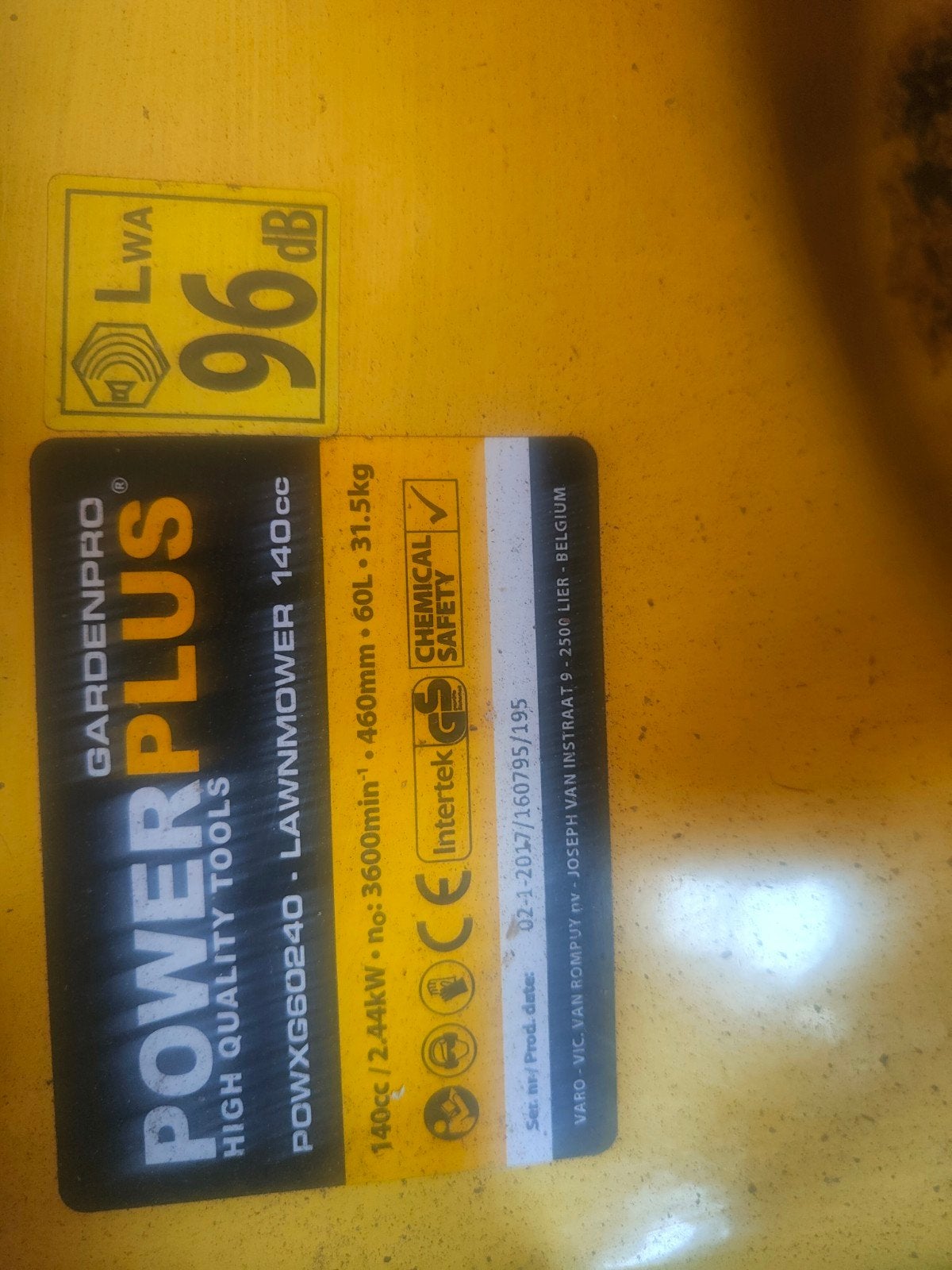 Powerplus GardenPro Plus  POWXG60240 Grasmaaier  140cc, Ophalen, Cirkelmaaier, Gebruikt, Opvangbak