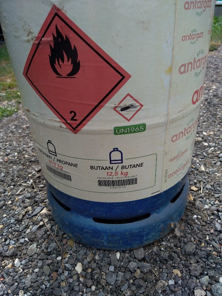 Gasfles. mix butaan en propaan, Ophalen, Gebruikt
