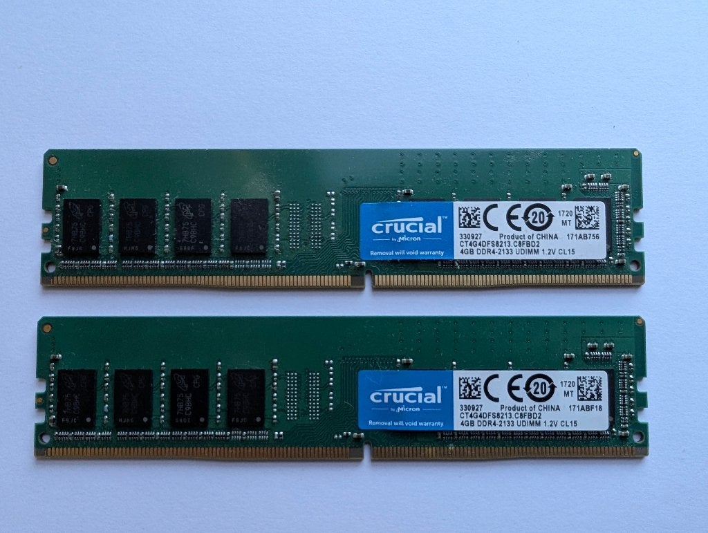 2x4 gb ram DDR4 2133mhz Crucial, Computers en Software, Ophalen, Gebruikt, DDR4, 8 GB