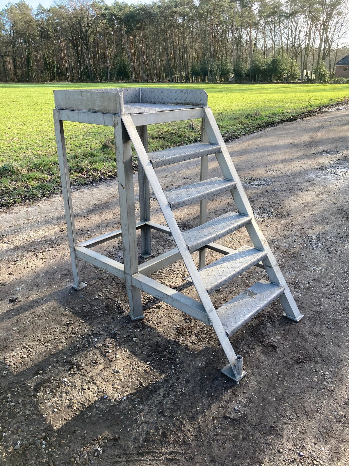 RVS Trap met bordes 1,25m zolderhoogte, Ophalen, Gebruikt, Trap, Minder dan 2 meter