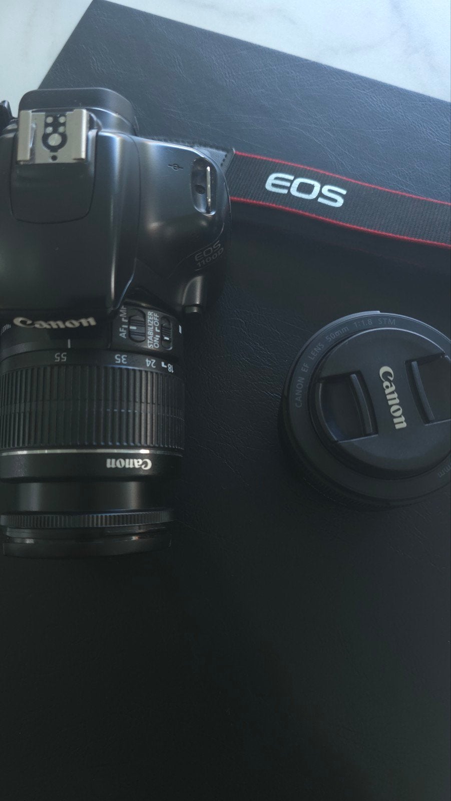 Complete Canon EOS 1100D Set + 18-55mm IS Kitlens + EF 50mm, TV, Hi-fi & Vidéo, Stabilisation d'image, Enlèvement, Batterie, Canon