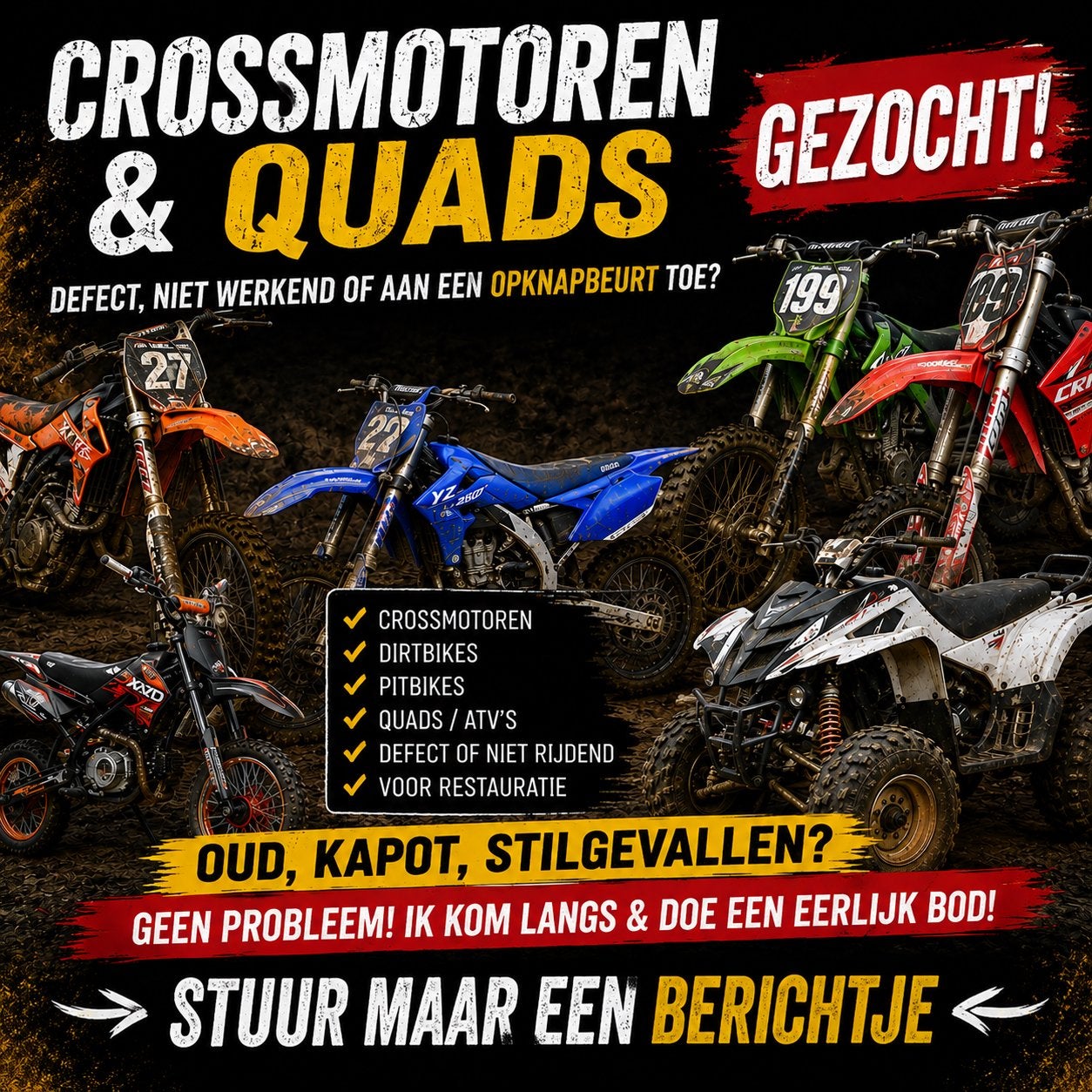 Gezocht! Crossmotoren en quads, Enlèvement