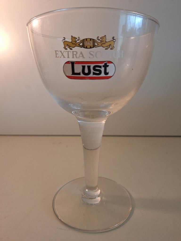 Oud bierglas Extra stout brouwerij Lust Kortrijk, Verzamelen, Ophalen of Verzenden