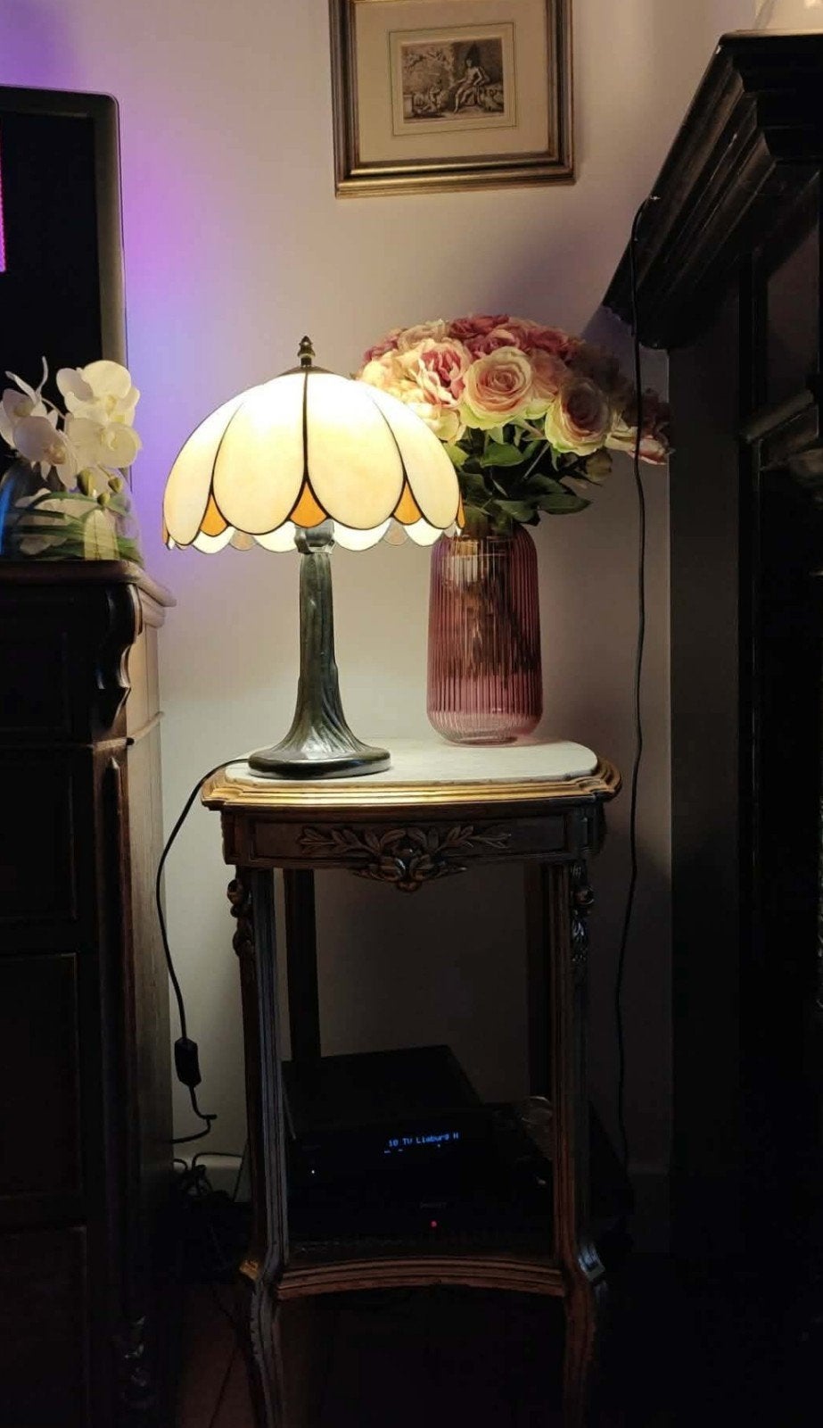 Lampe Tiffany H.47 cm. D. 30 cm, Antiquités & Art, Enlèvement