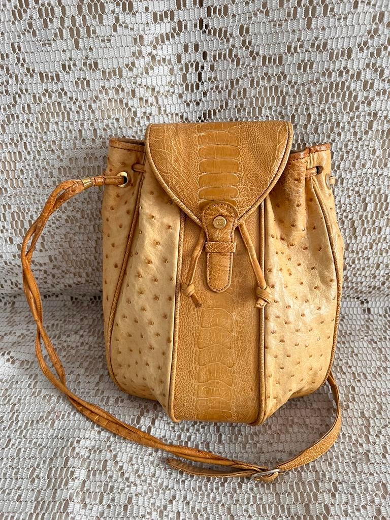 Sac GUCCI cuir autruche camel, Enlèvement ou Envoi, Comme neuf