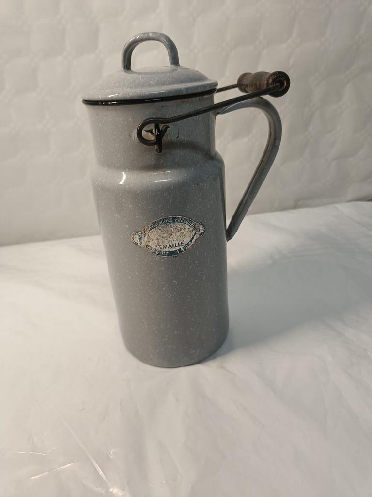Oude kruik voor rauwe melk, geëmailleerd staal, Duitsland, Ophalen of Verzenden