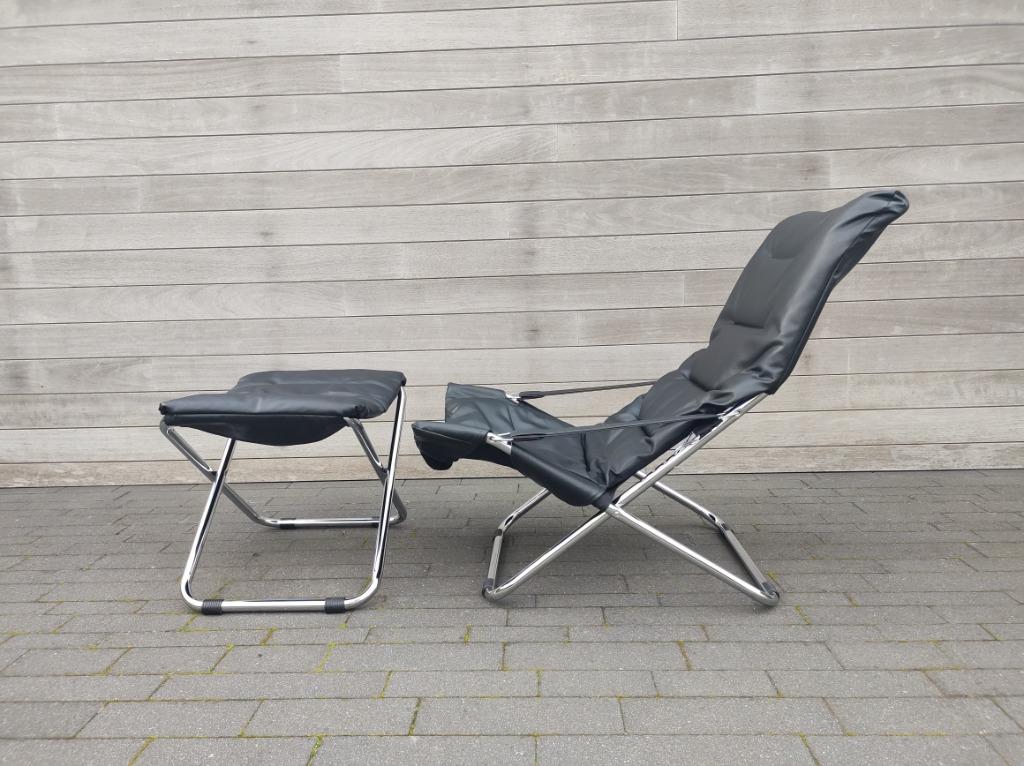 FIAM Italy - chaise pliante et repose-pieds - cuir, Moins de 150 cm, Enlèvement, Cuir, Une personne